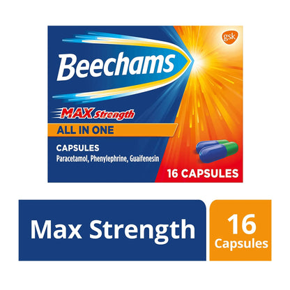 Beechams Max Strength All in One Cold and Flu Capsules 16s