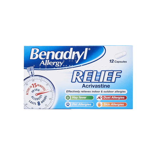 Benadryl Allergy Relief 12 Capsules - Arc Health Nutrition