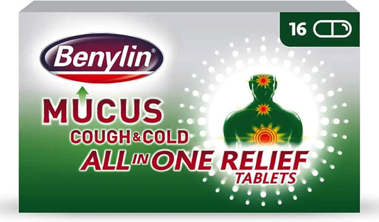 Benylin Mucus Cough & Cold All In One Relief – 16 Tablets Benylin