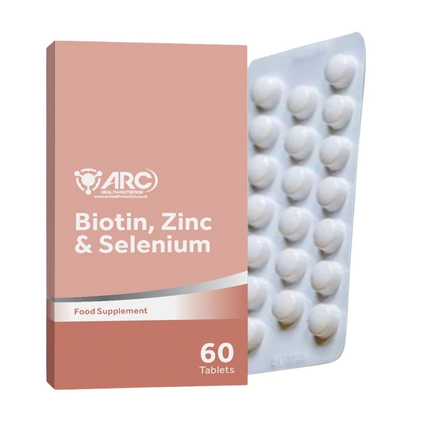 Biotin + Zinc & Selenium Supplement 60 Tablets Arc Health Nutrition UK Ltd