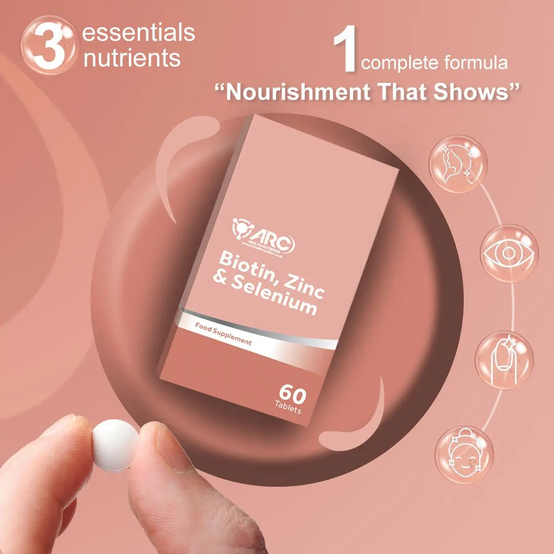 Biotin + Zinc & Selenium Supplement 60 Tablets Arc Health Nutrition UK Ltd