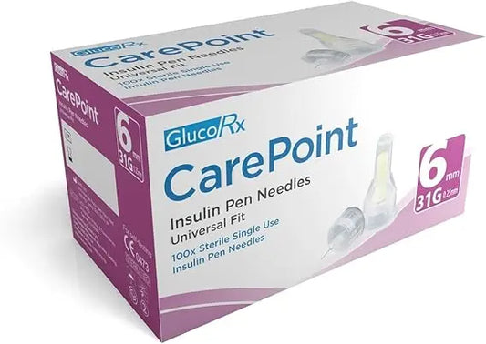 Carepoint Diabetic Insulin Pen Tips 31G x 6 mm (100 Pcs/Box)