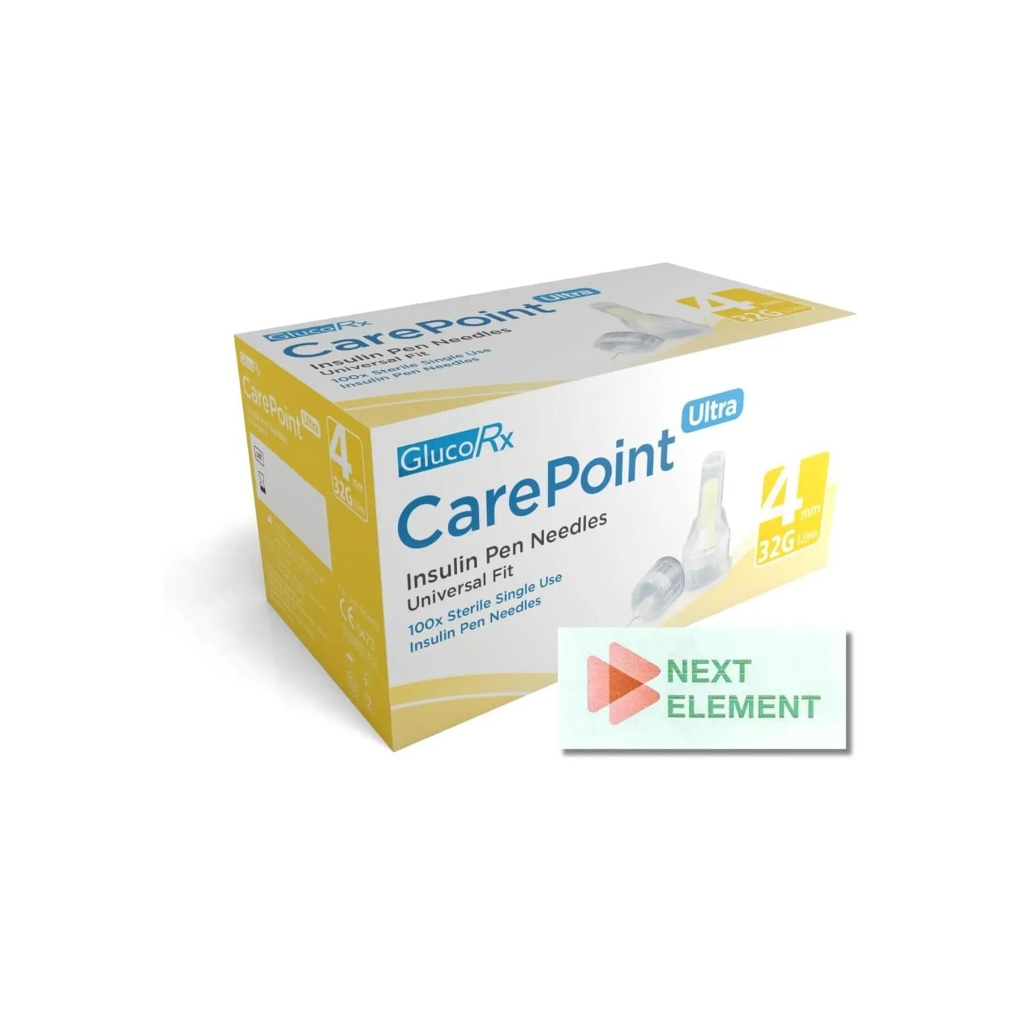 Carepoint Diabetic Insulin Pen Tips 32G x 4 mm (100 Pcs/Box) GlucoRx