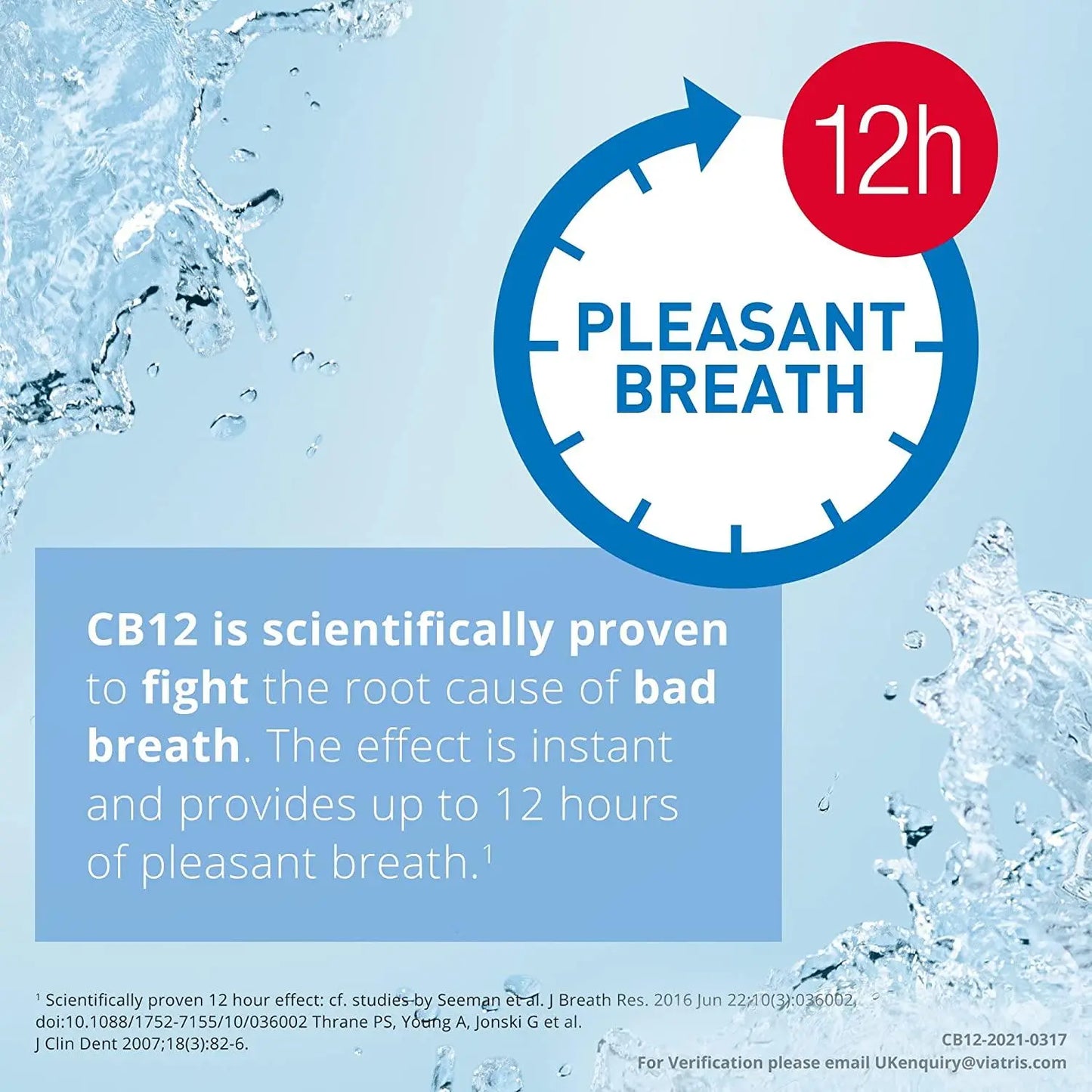 CB12 Safe Breath Rinse Mint Menthol mouthwash 250ml