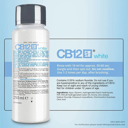 CB12 White Mouthwash Protects Againts Unpleaseant Breathe-Whitening Mouthwash 250ml