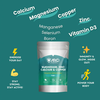 Calcium Magnesium Complex 7 in 1 180 Supplement Tablets Arc Health Nutrition UK Ltd