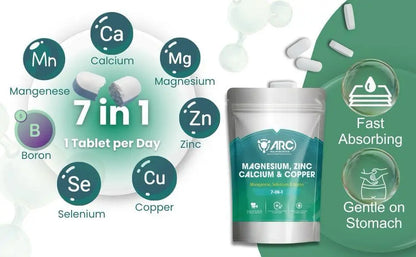 Calcium Magnesium Complex 7 in 1 180 Supplement Tablets Arc Health Nutrition UK Ltd