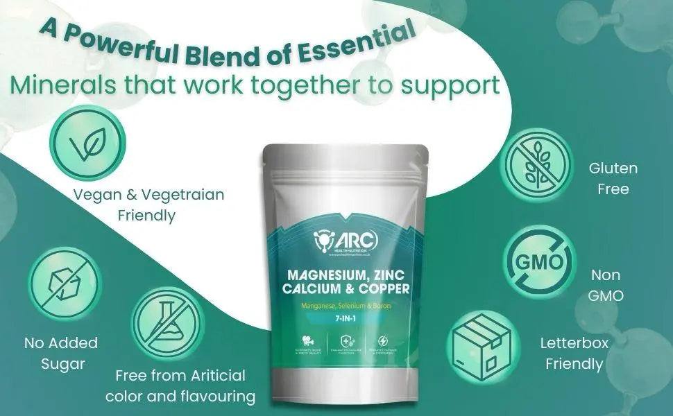 Calcium Magnesium Complex 7 in 1 180 Supplement Tablets Arc Health Nutrition UK Ltd