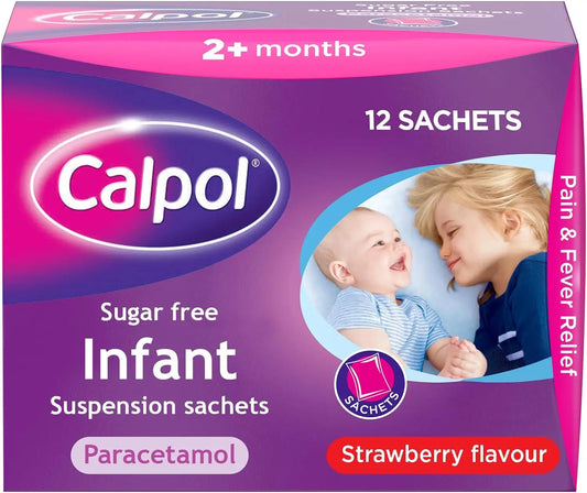 Calpol Sugar Free Infant Suspension Strawberry - 12 Sachets Calpol