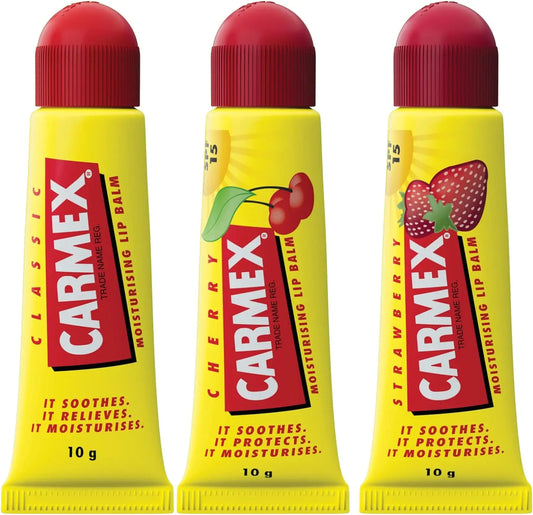 Carmex Cherry, Classic & Strawberry Tube 3-Pieces Mixed Pack SPF15