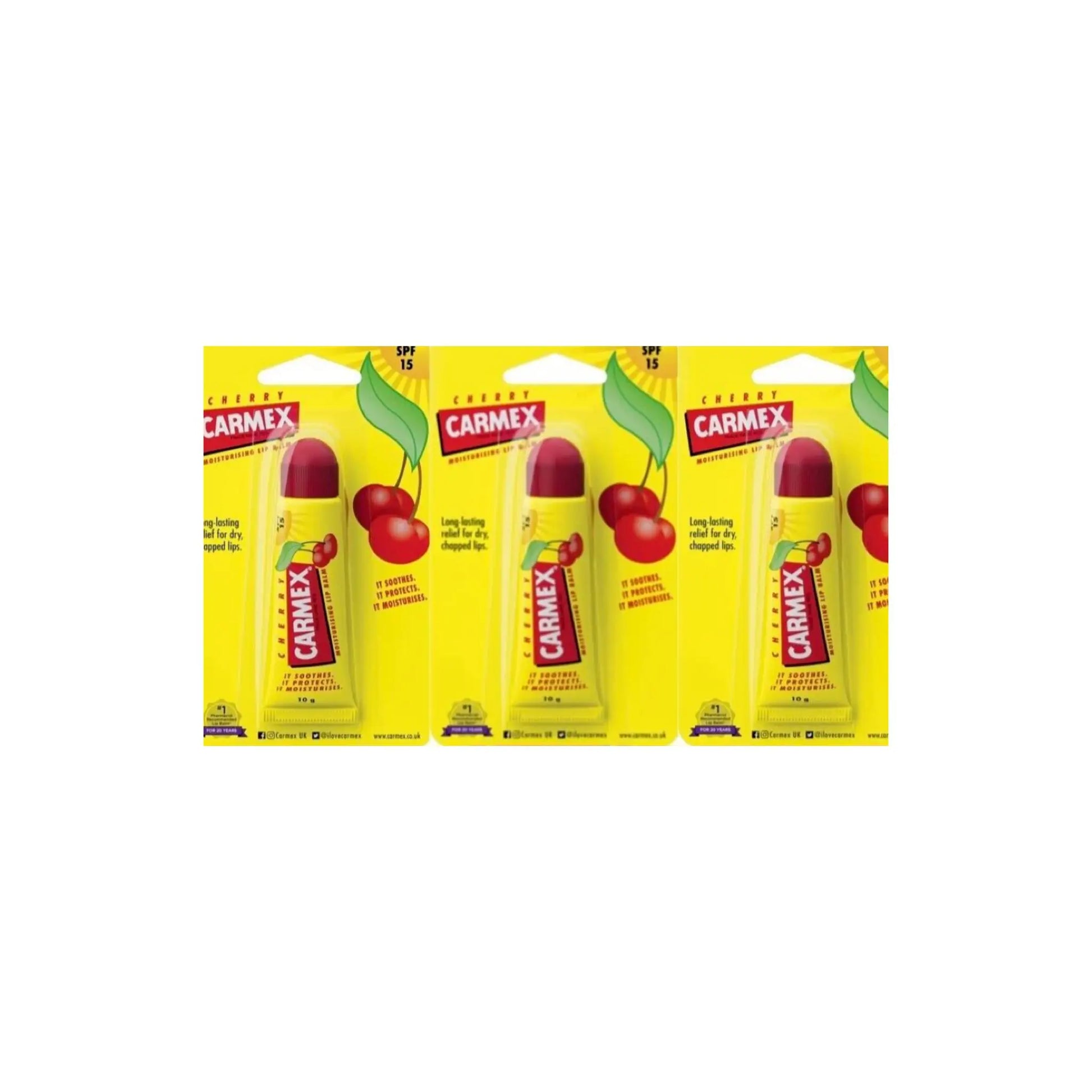 Carmex Moisturising Lip Balm Tube Cherry 10g x 3 Carmex