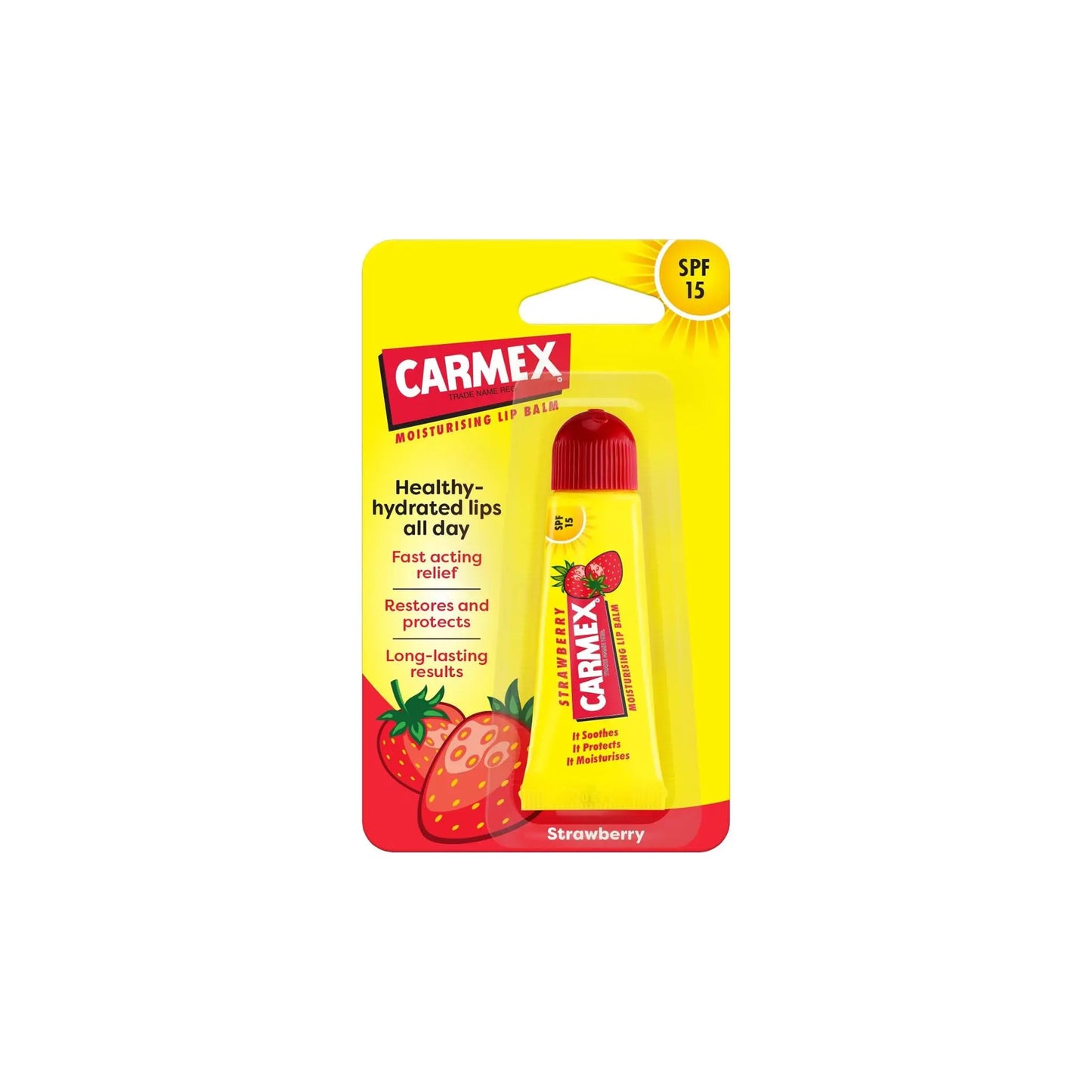 Carmex Strawberry Tube SPF15 10g - PACK OF 3. Carmex