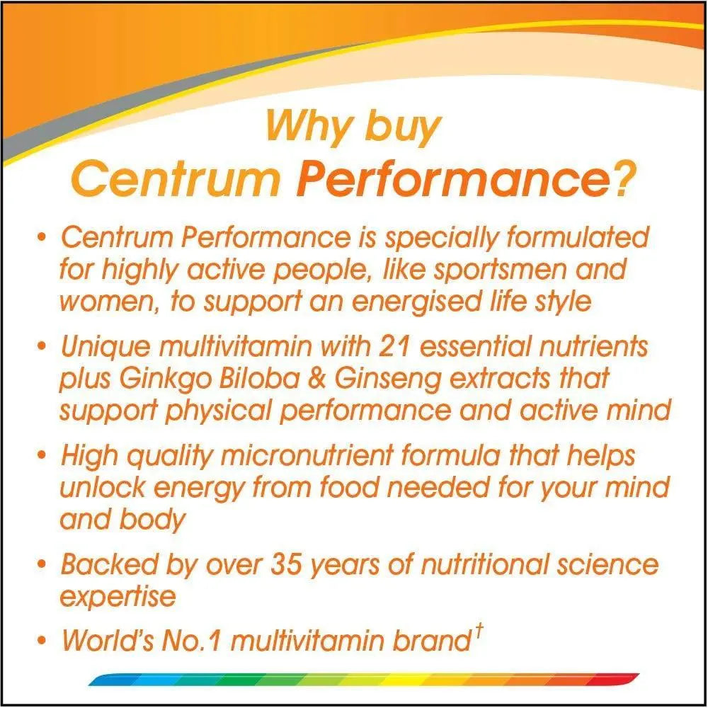 Centrum Performance Complete 30 Tablets - Arc Health Nutrition