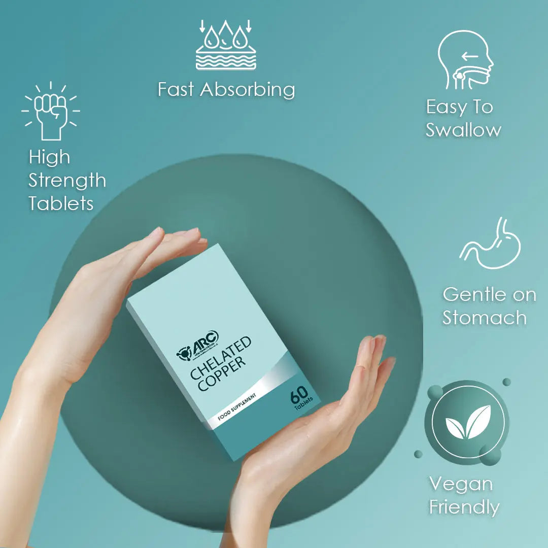 Chelated Copper 3mg Chelated Supplement Vegan Tablets ARC Health Nutrition