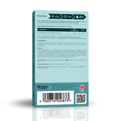 Chelated Copper 3mg Chelated Supplement Vegan Tablets ARC Health Nutrition