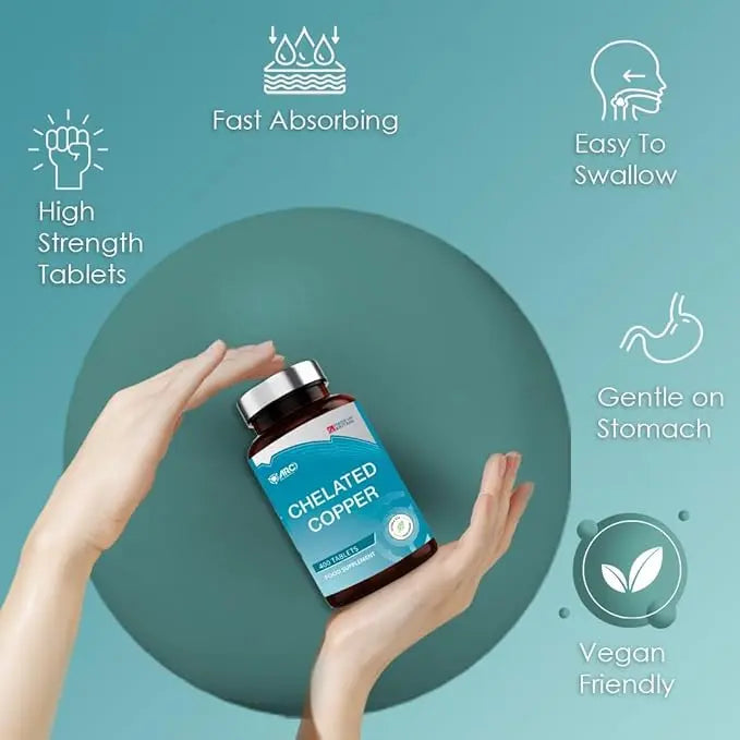 Chelated Copper Supplement 400 Tablets for Men & Women - Vegan, Made in UK ARC Health Nutrition