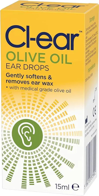 Cl-Ear Olive Oil Ear Drops. Ear Wax Removal. Easy Squeeze Dropper for targeted Application. A Natural and Gentle Way to Treat Problem Ear Wax. Reduces The Need for syringing.15 ml Bottle Cl-ear