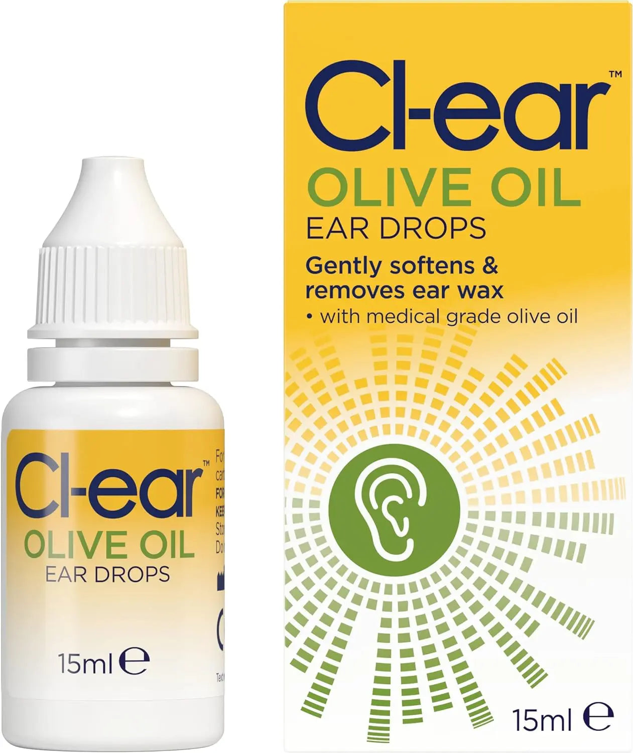 Cl-Ear Olive Oil Ear Drops. Ear Wax Removal. Easy Squeeze Dropper for targeted Application. A Natural and Gentle Way to Treat Problem Ear Wax. Reduces The Need for syringing.15 ml Bottle Cl-ear