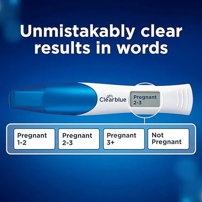 Clearblue Pregnancy Test Double-Check & Date Combo Pack, Result As Fast As 1 Minute (Visual Stick) & Tells You How Many Weeks (Digital Stick), Kit Of 2 Tests (1 Digital, 1 Visual)