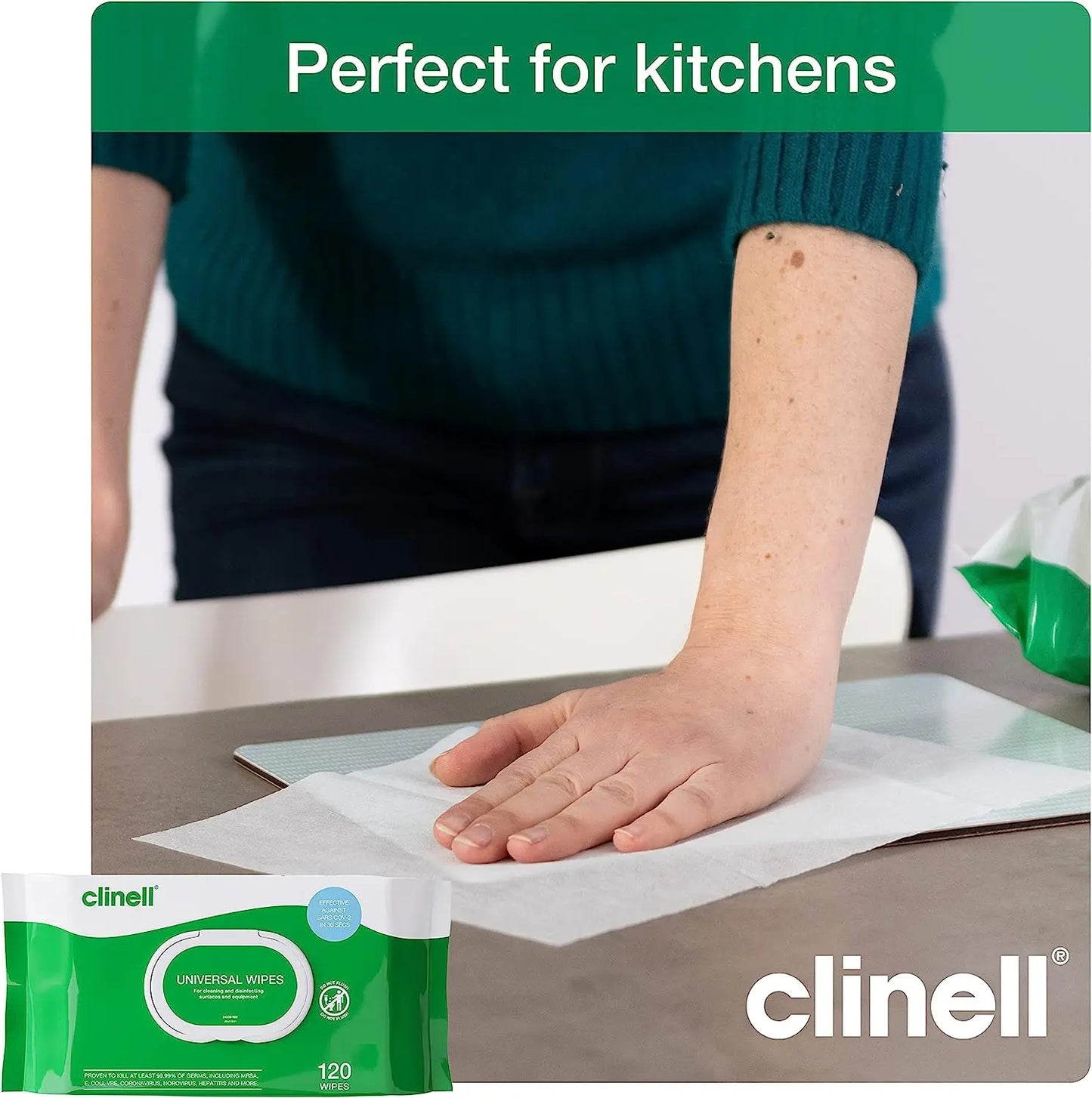 Clinell Universal Cleaning and Disinfectant Wipes for Surfaces -120 Wipes