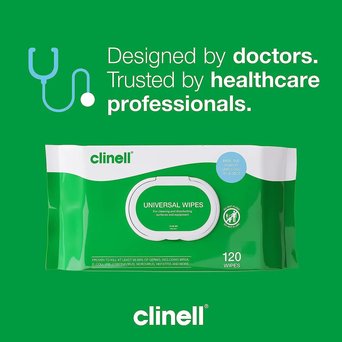 Clinell Universal Cleaning and Disinfectant Wipes for Surfaces -120 Wipes