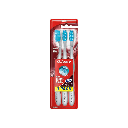 Colgate 360 Max White One Medium Toothbrush x 3 Colgate