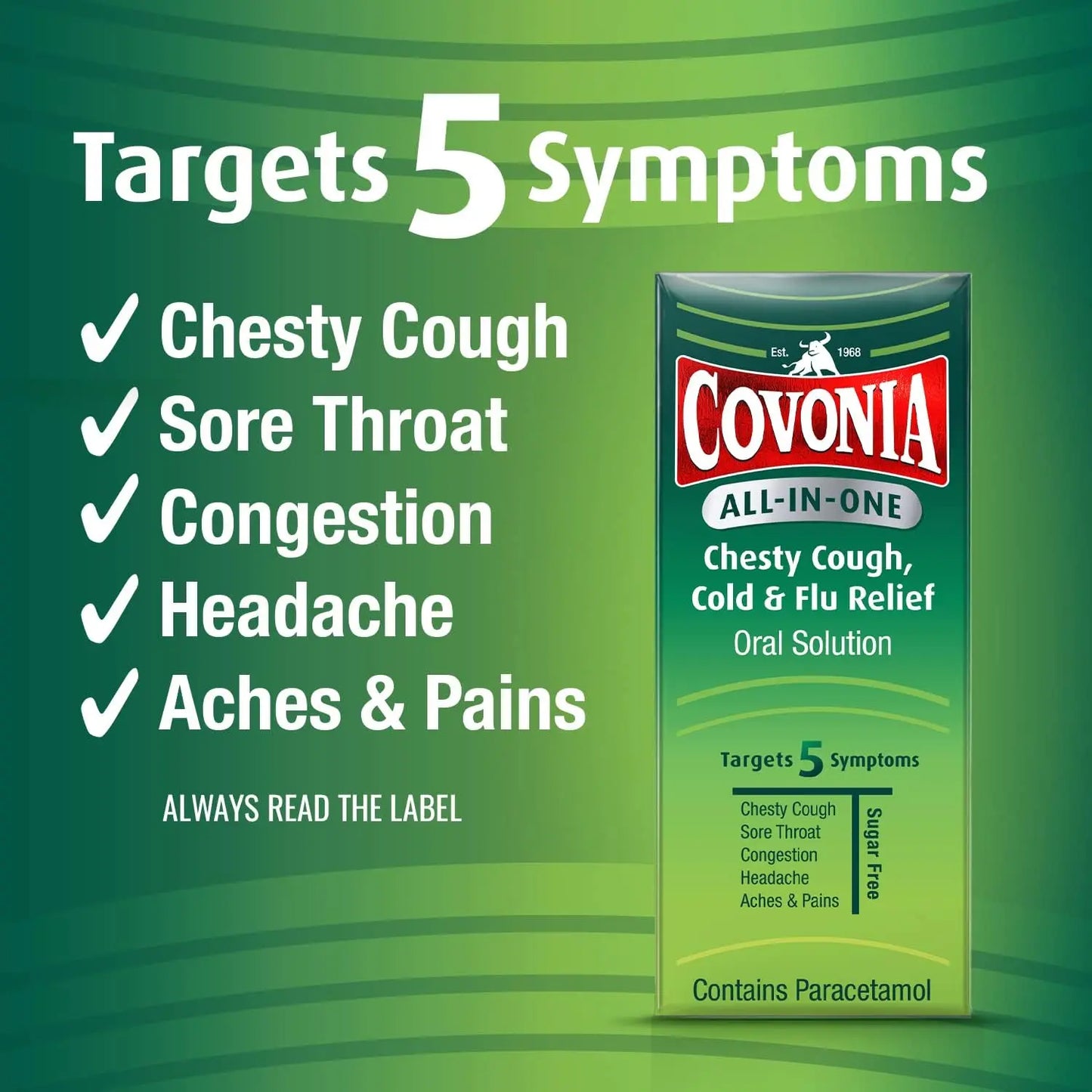 Covonia All-in-One Chesty Cough, Cold and Flu Relief Oral Solution - 160ml Covonia