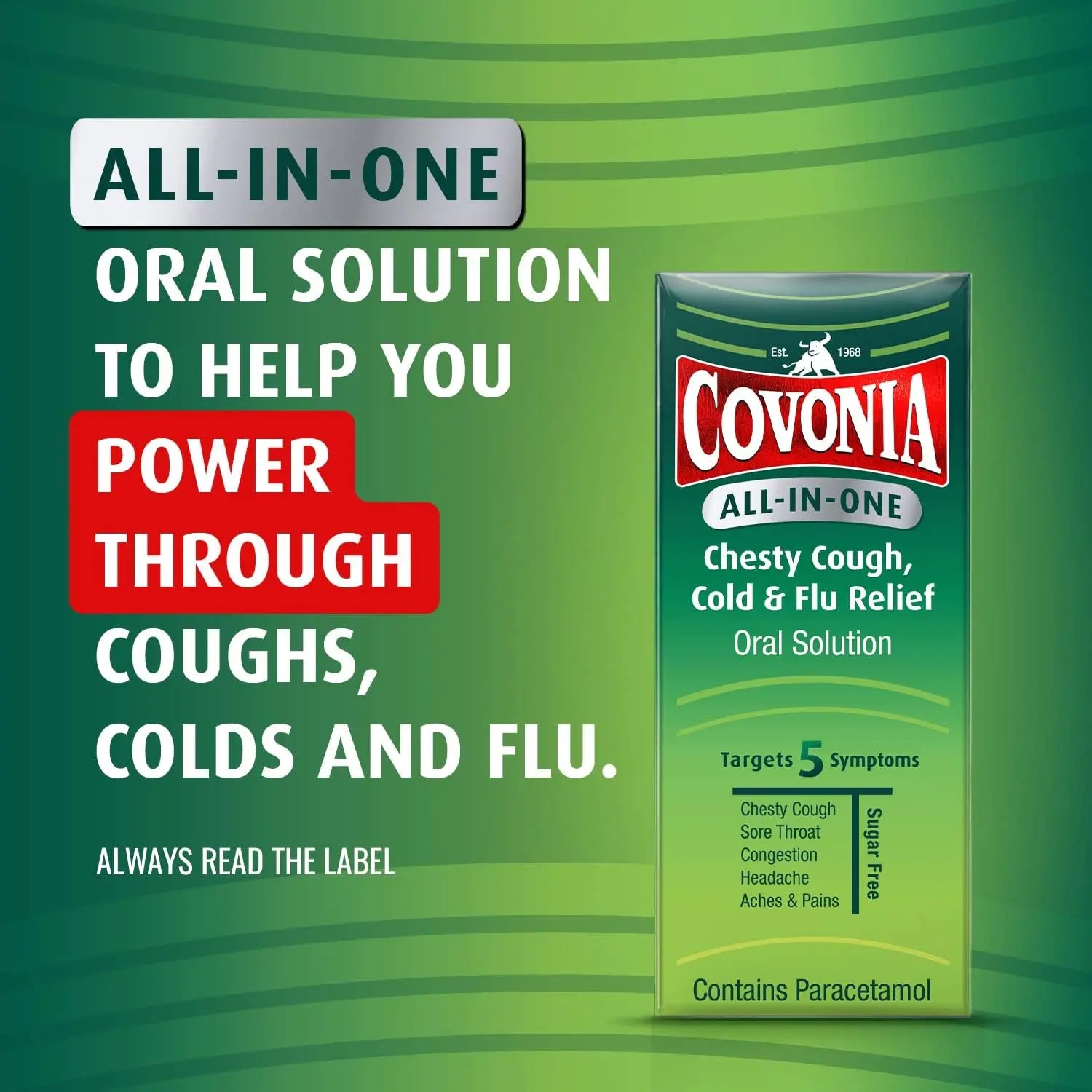 Covonia All-in-One Chesty Cough, Cold and Flu Relief Oral Solution - 160ml Covonia