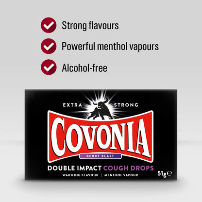 Covonia Double Impact Cough Drops Berry Blast - 51g Covonia