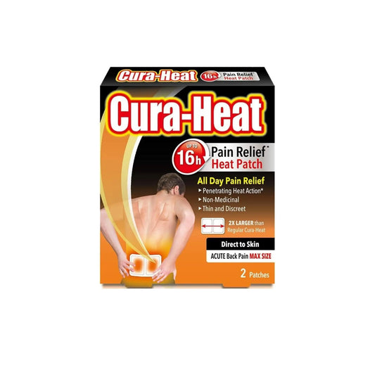Cura-Heat Back Pain MAX size Direct-to-Skin, Pack of 2 Cura Heat