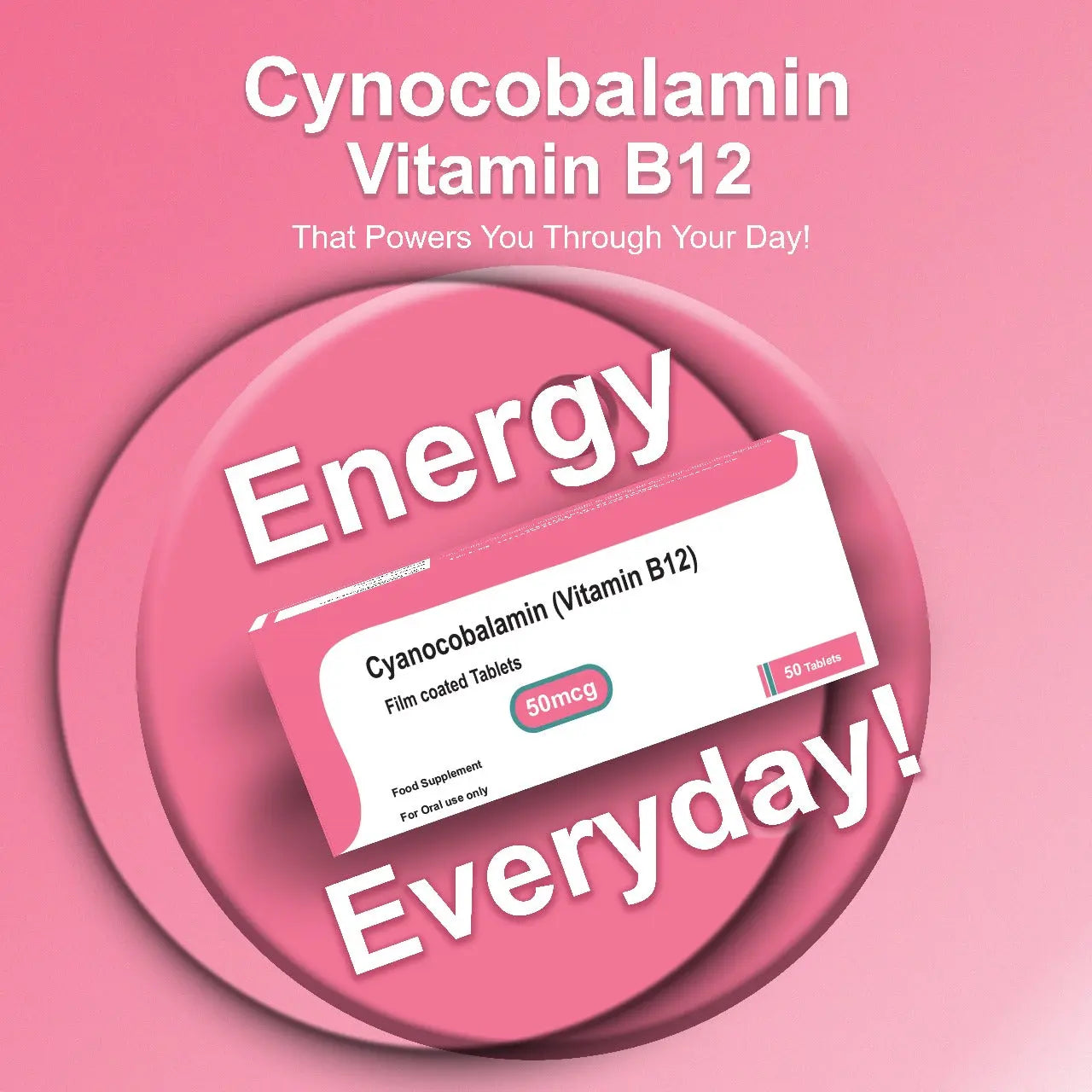 Cyanocobalamin Vitamin B12 50mcg 50 Tablets Arc Healt Nutrition Ltd