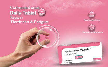 Cyanocobalamin Vitamin B12 50mcg 50 Tablets Arc Healt Nutrition Ltd