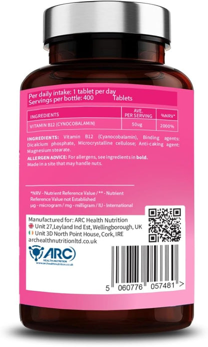 Cyanocobalamin Vitamin B12 50mcg 400 Tablets