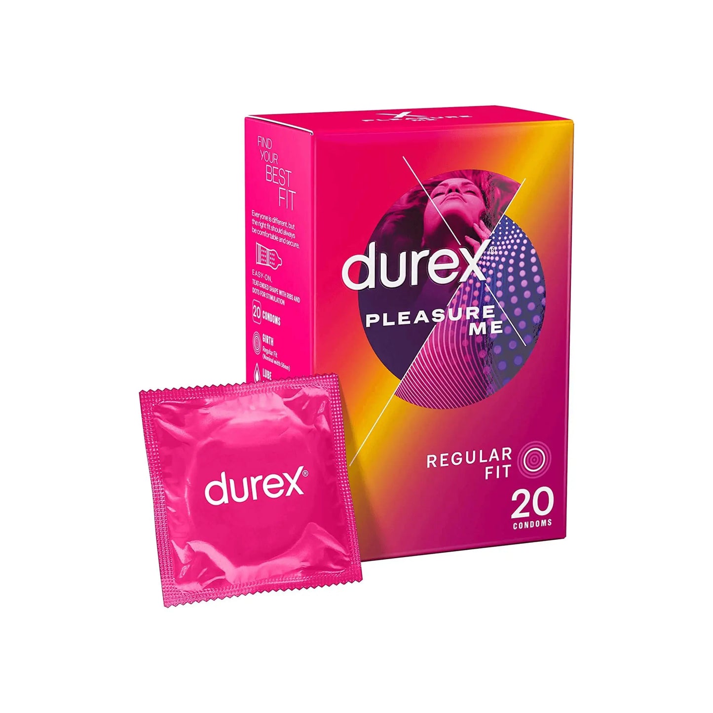 Durex Pleasure Me Ribbed Regular Fit Condoms Pack of 20