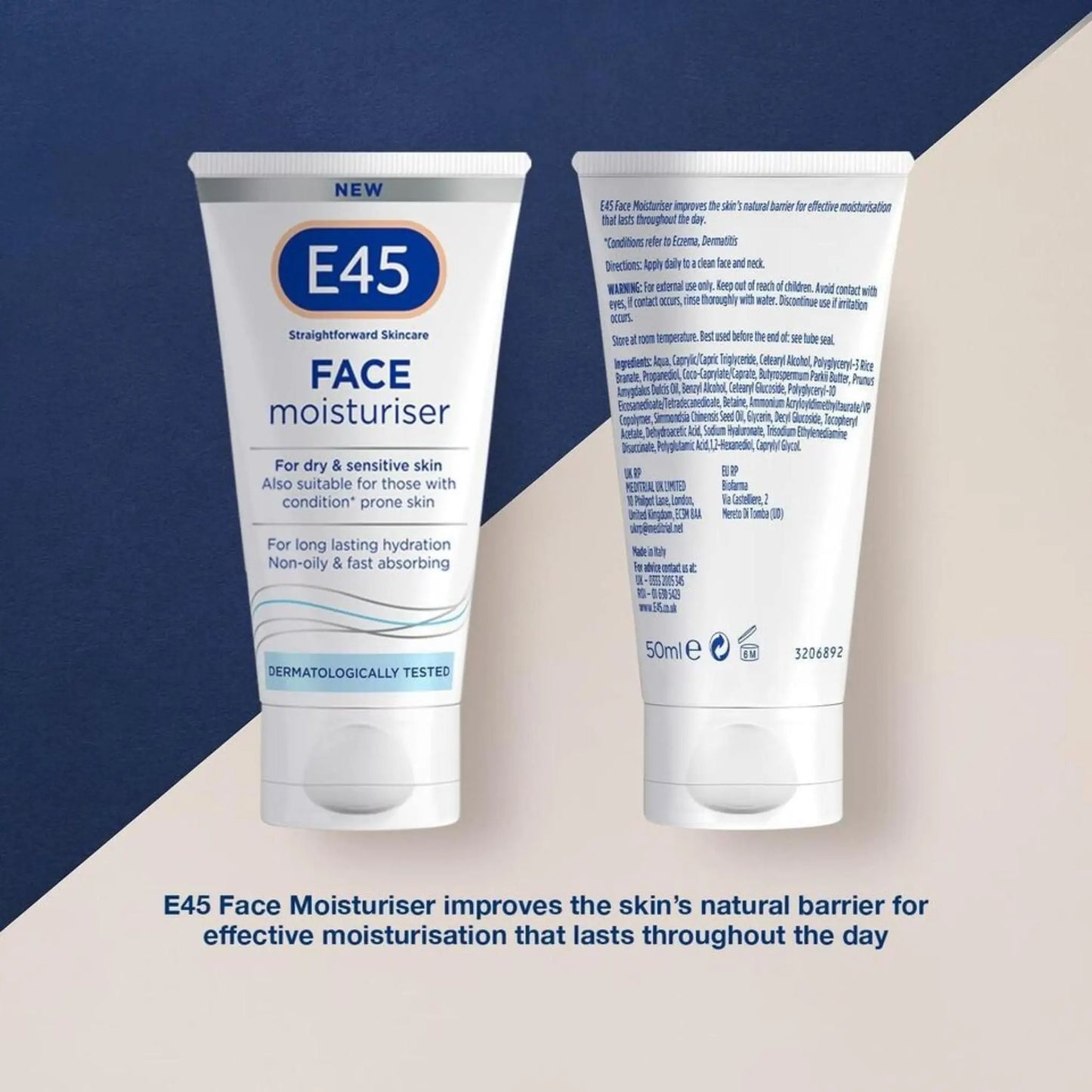 E45 Face Moisturiser Daily Use Cream - 50 ml E45