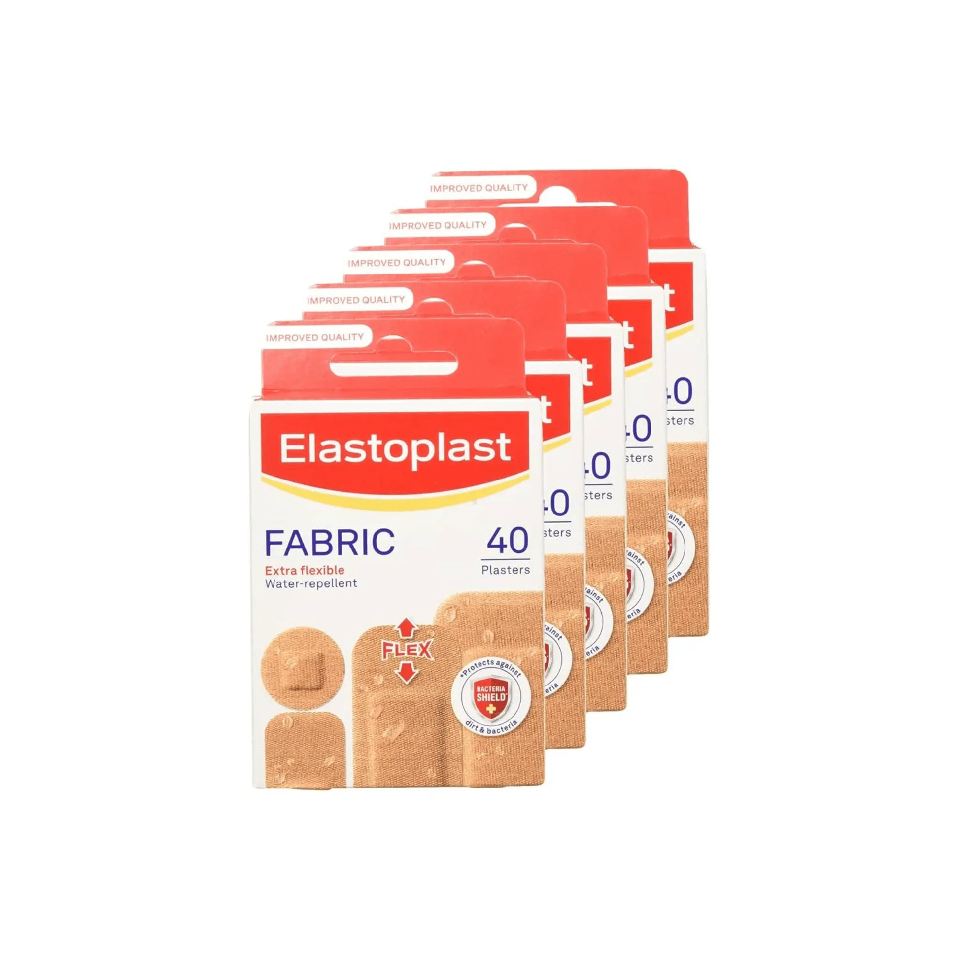 Elastoplast Extra Flexible Fabric Plasters Total 200 Strips (40 Strips X 5 Pack) - Arc Health Nutrition UK Ltd