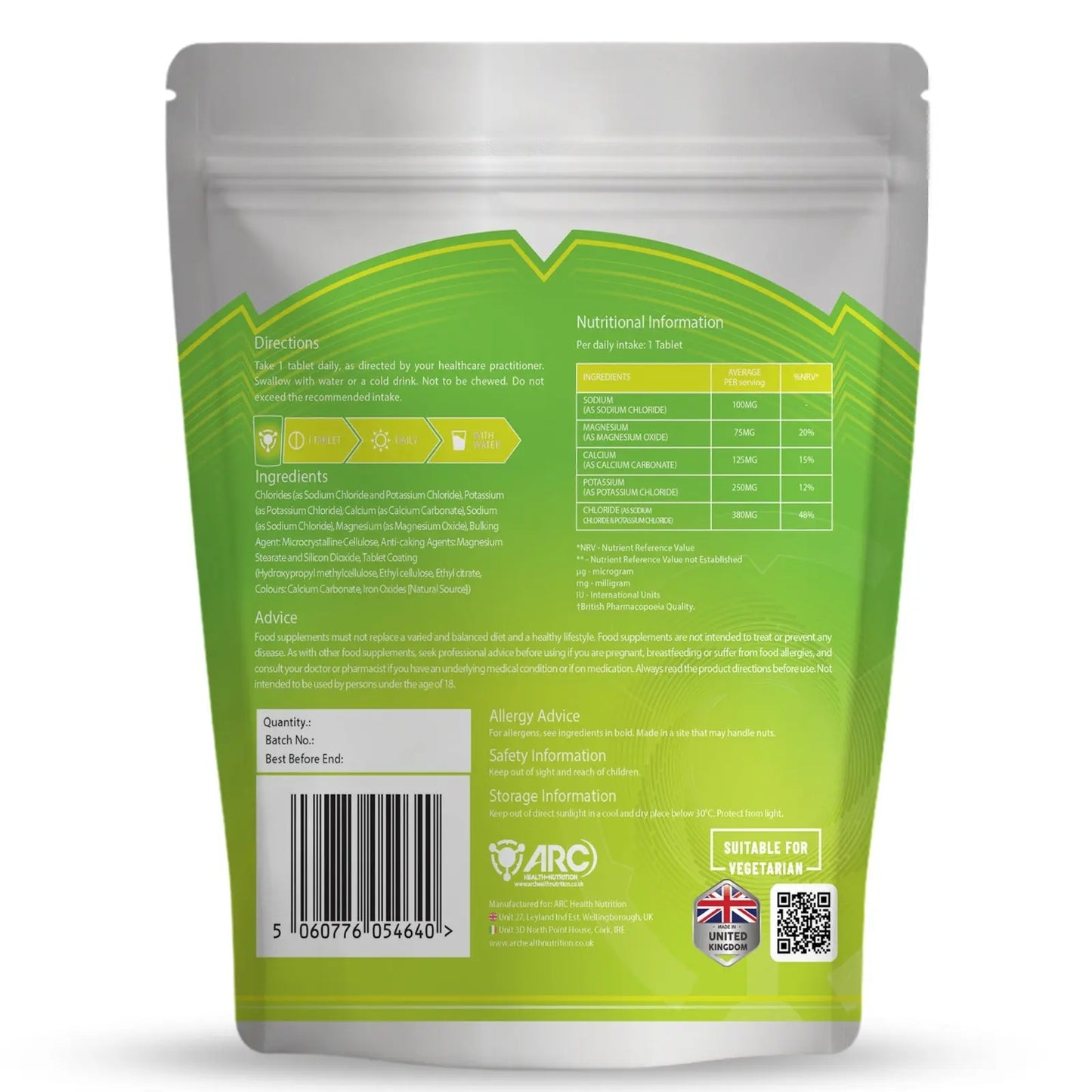 Electrolytes Complex 180 Tablets Arc Health Nutrition UK Ltd