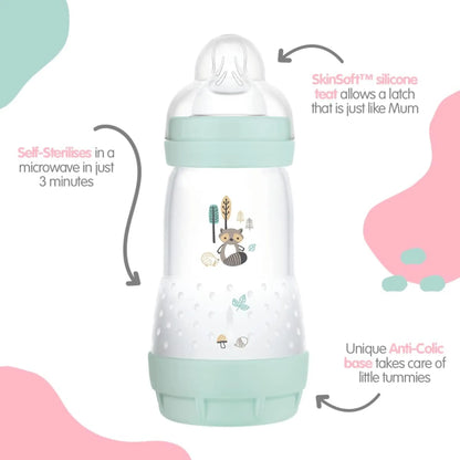 Feed & Soothe Set,Anti-Colic Newborn Bottle Set Complete with Baby Soothers, Ivory MAM