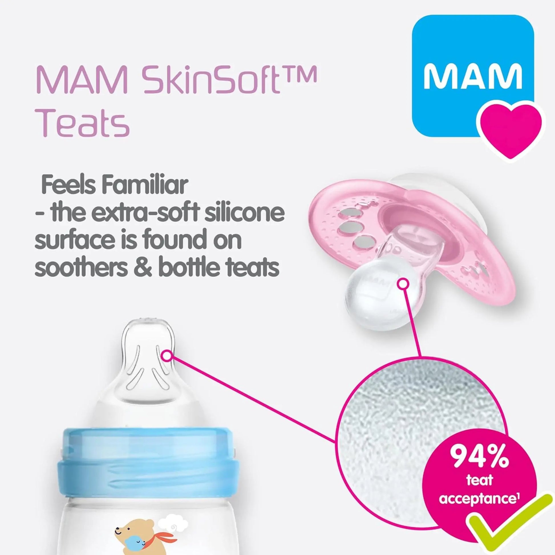 Feed & Soothe Set,Anti-Colic Newborn Bottle Set Complete with Baby Soothers, Ivory MAM