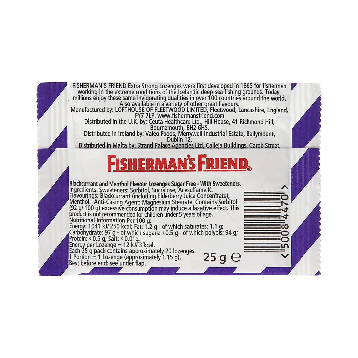 Fisherman's Friend Blackcurrant Sugar Free 25g Lozenges x 8 - Arc Health Nutrition