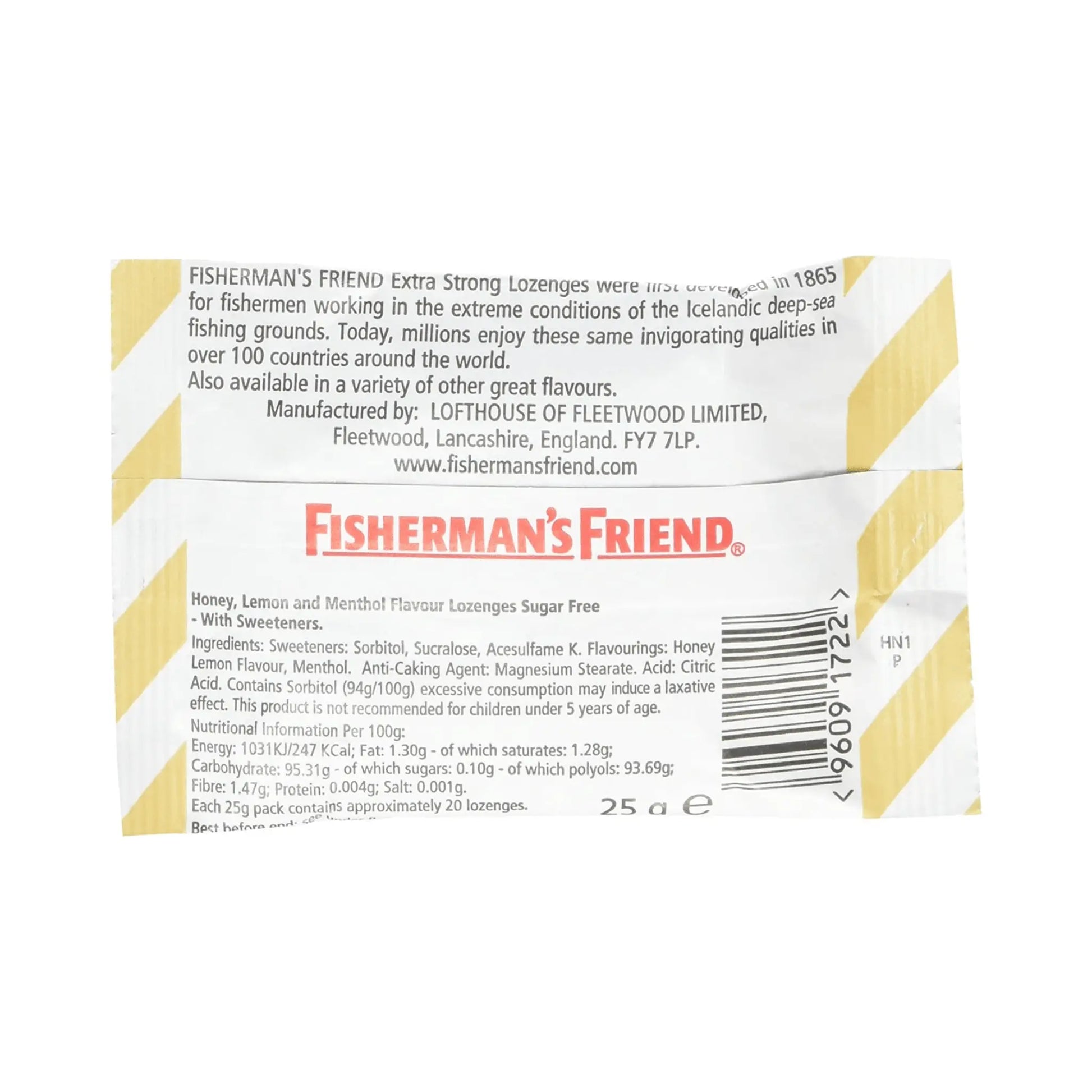 Fisherman's Friend Honey & Lemon Sugar Free 25g Lozenges x 8 - Arc Health Nutrition