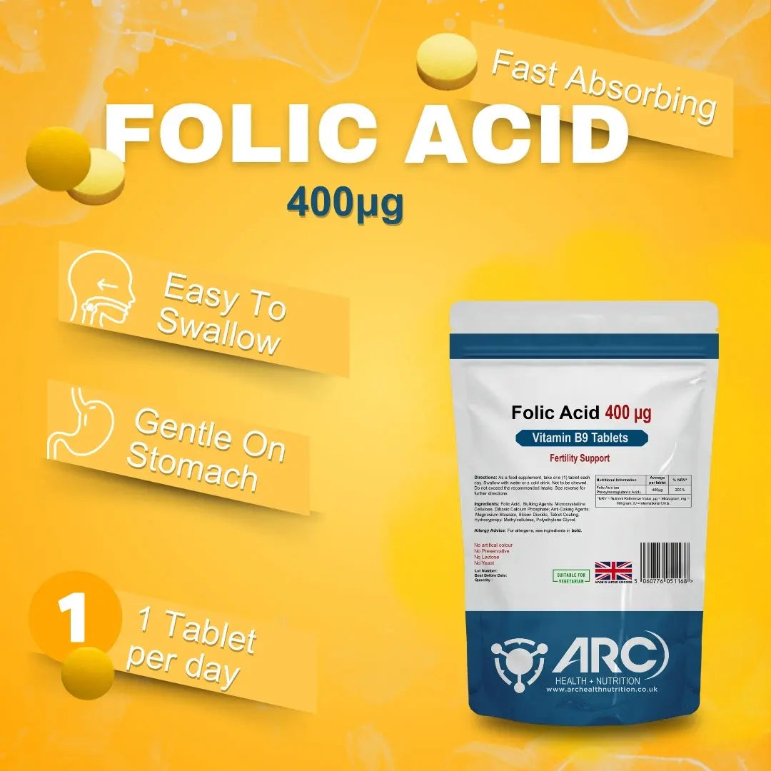 Folic Acid 400Âµg (Vitamin B9)-Promoting Wellness and Cellular Health ARC Health Nutrition