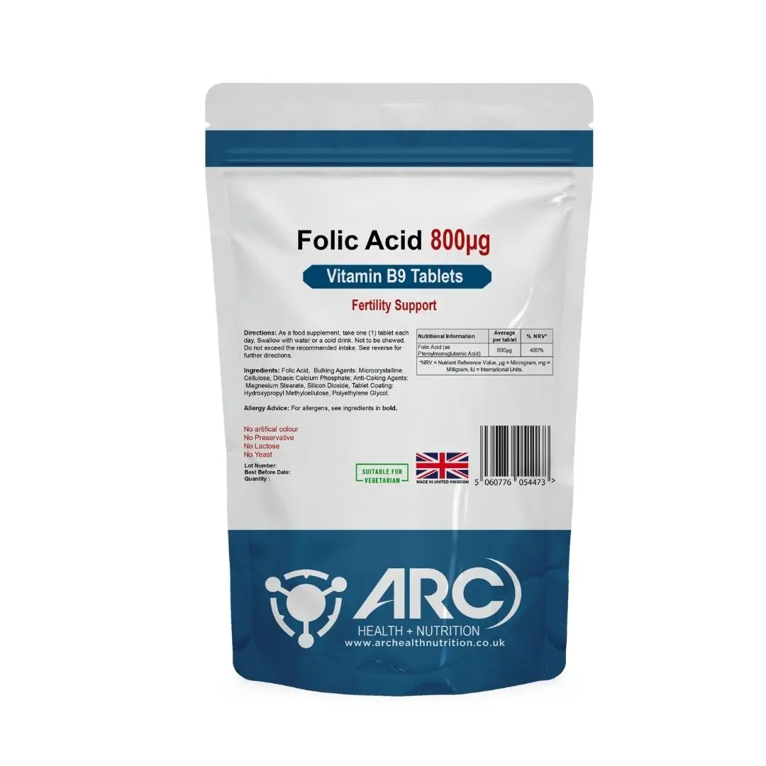 Folic Acid 800mcg Vitamin B9 Supplement Tablets ARC Health Nutrition