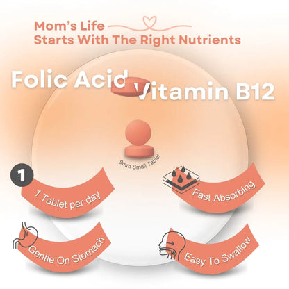 Folic Acid & Vitamin B12 Supplement Tablets ARC Health Nutrition