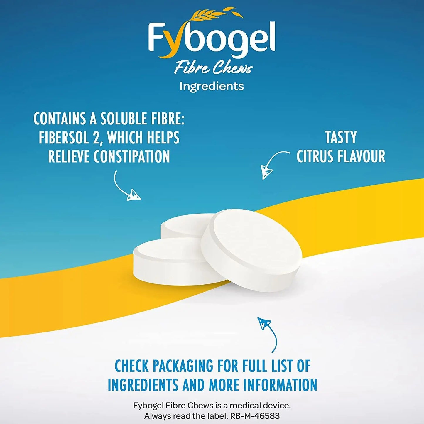 Fybogel Fibre Chews Citrus Flavour Chewable Tablets 60s