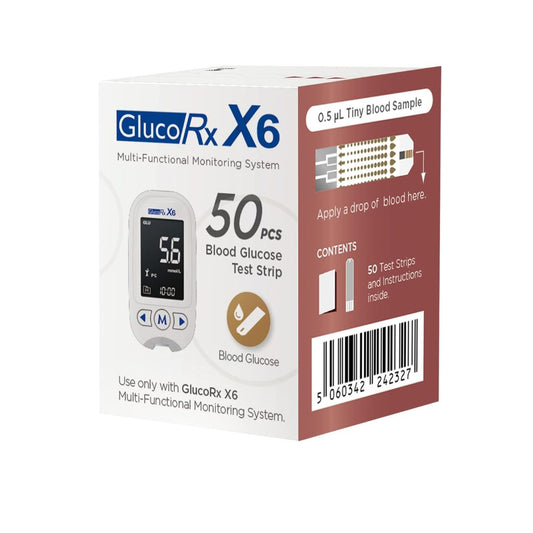 GlucoRx X6 Blood Glucose Test Strips (50pcs)