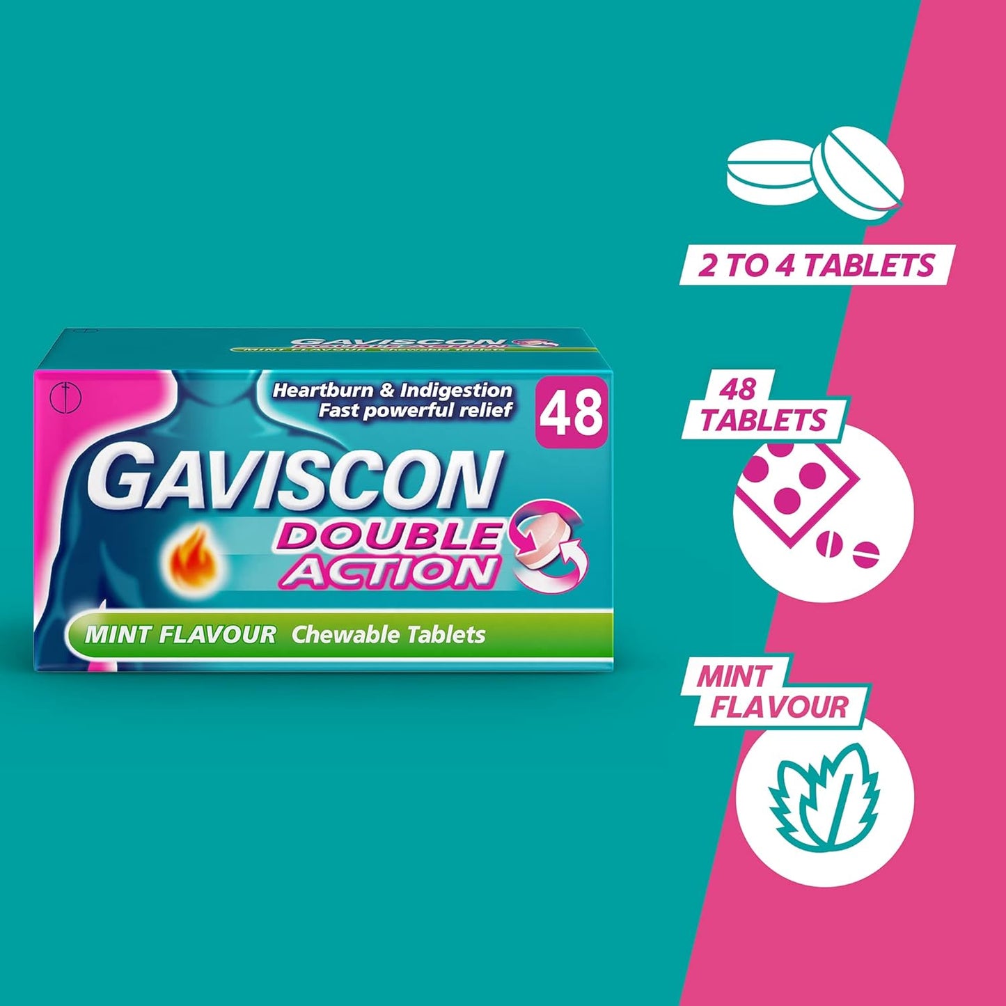 Gaviscon Double Action Tablets Mint Pack of 48