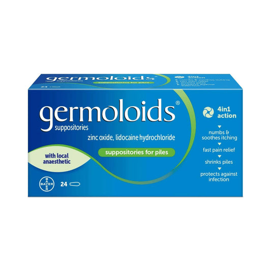 Germoloids Haemorrhoids & Piles Suppositories 24 Tablets