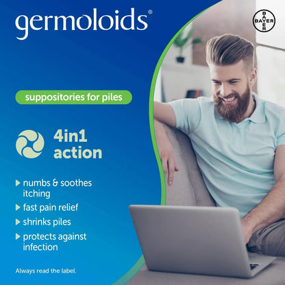 Germoloids Haemorrhoids & Piles Suppositories 24 Tablets