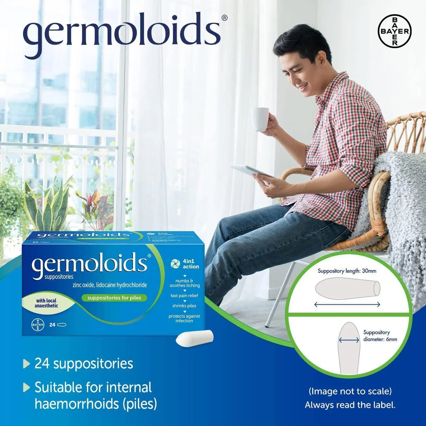 Germoloids Haemorrhoids & Piles Suppositories 24 Tablets